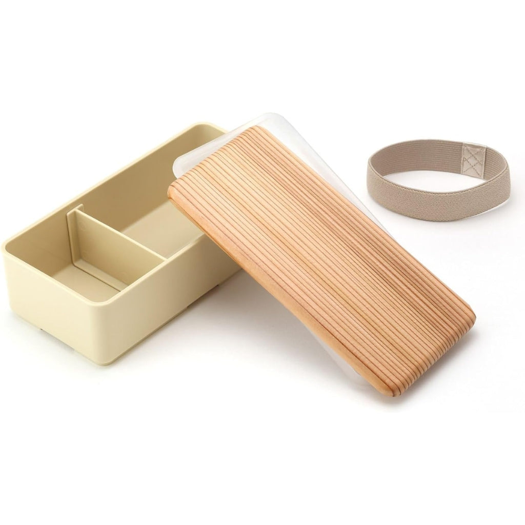 Japanese Lunch Box - Wooden-lid (Beige)