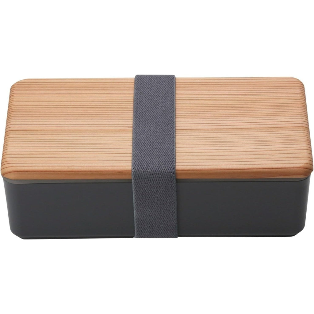 Japanese Lunch Box - Wooden-lid (Charcoal)