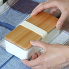 Japanese Lunch Box - Wooden-lid (White)