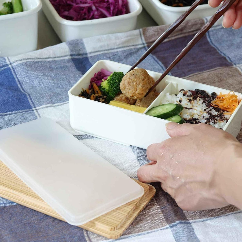 Japanese Lunch Box - Wooden-lid (White)