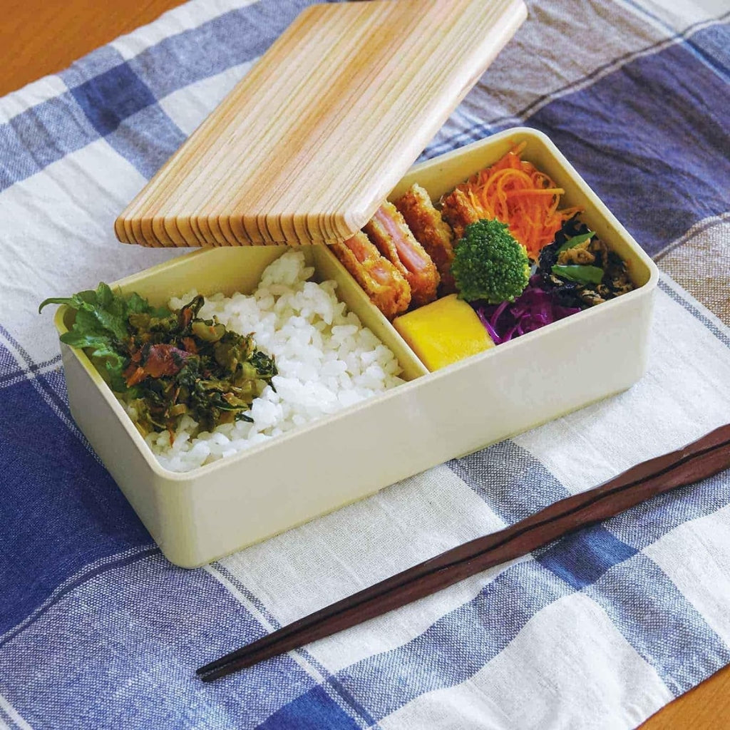 Japanese Lunch Box - Wooden-lid (Beige)