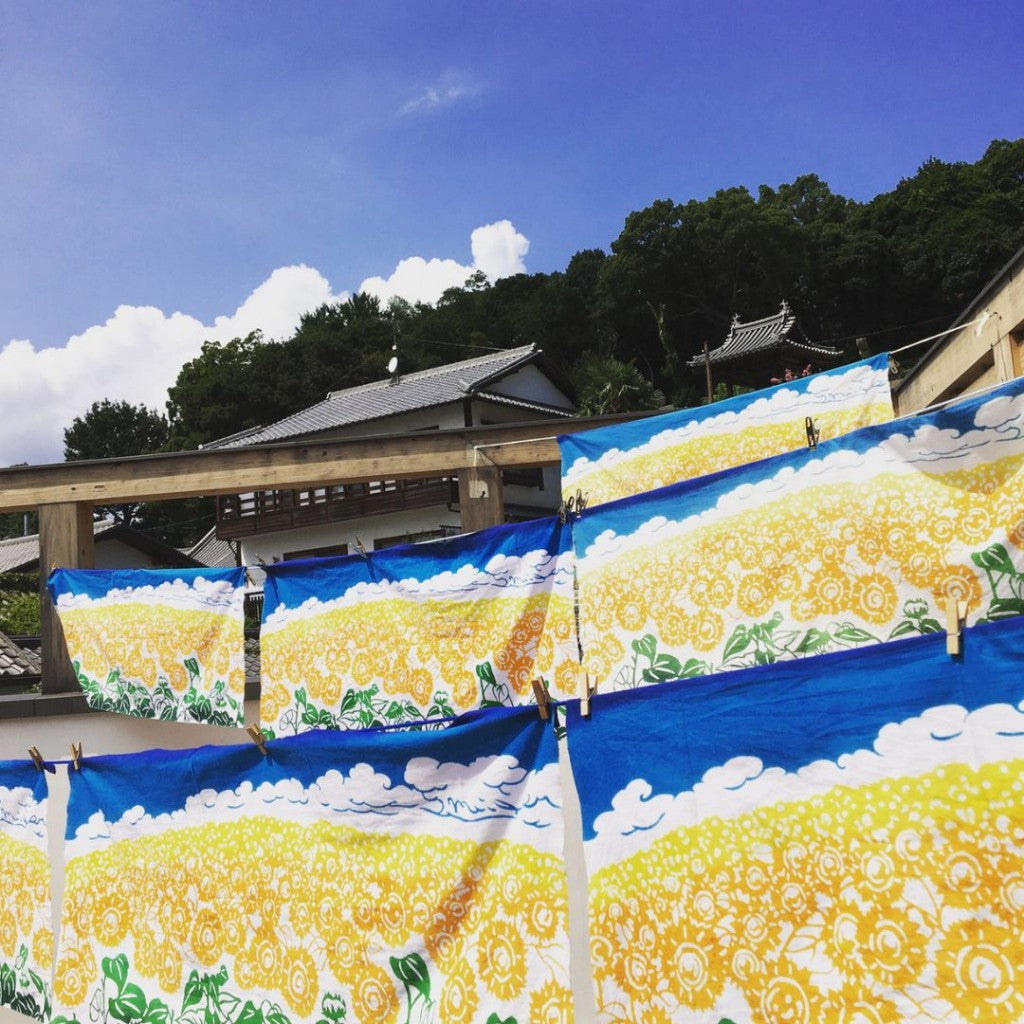 Cotton Hand Towel - Sunflower Field (Tenugui Himawaribatake)