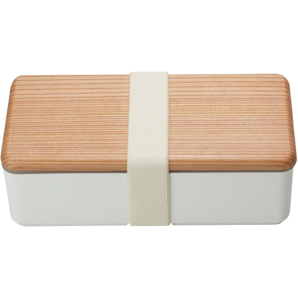 Japanese Lunch Box - Wooden-lid (White)